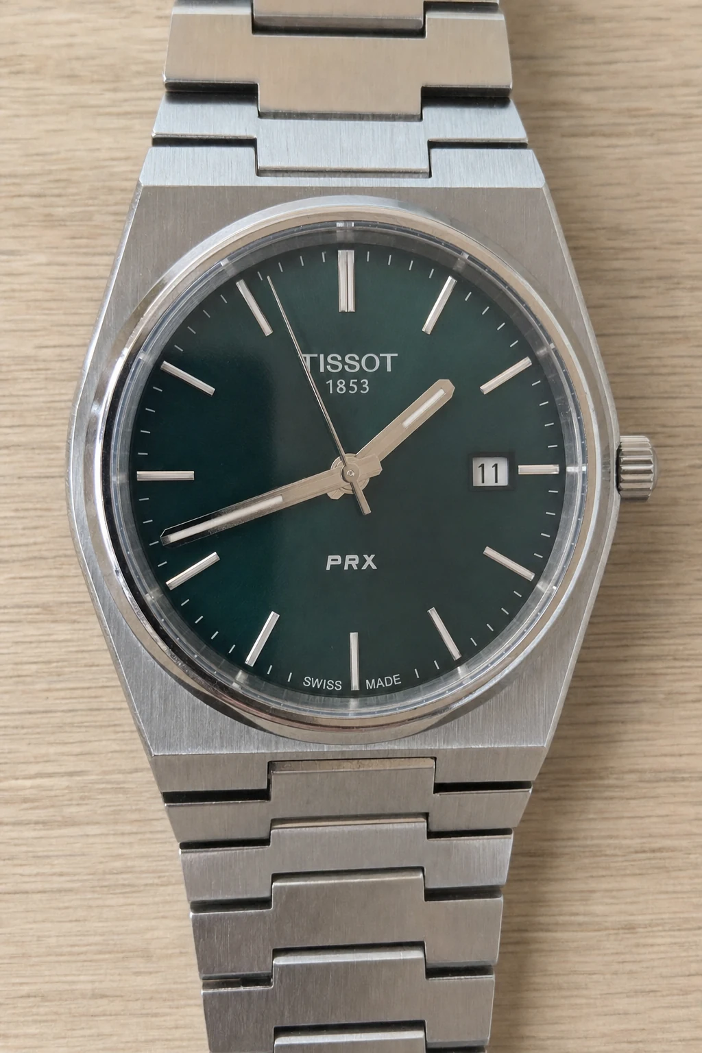 Mostrador verde do Tissot PRX